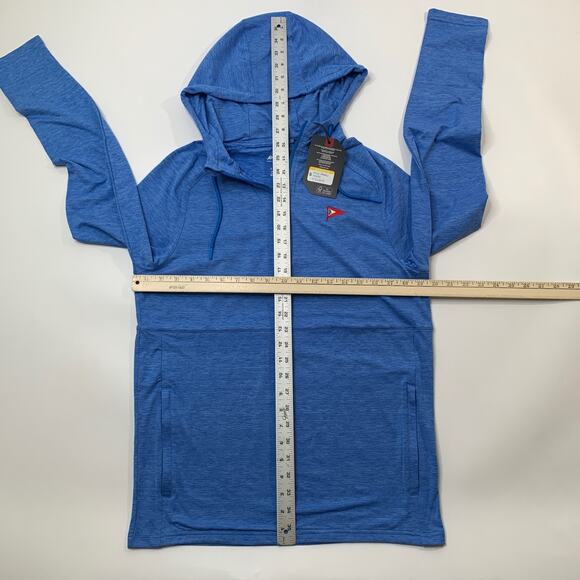 Antigua Sweatshirt Mens Small Aqua Blue Evening Spikes 2 Baruffa Hooded Pullover - Picture 4 of 14